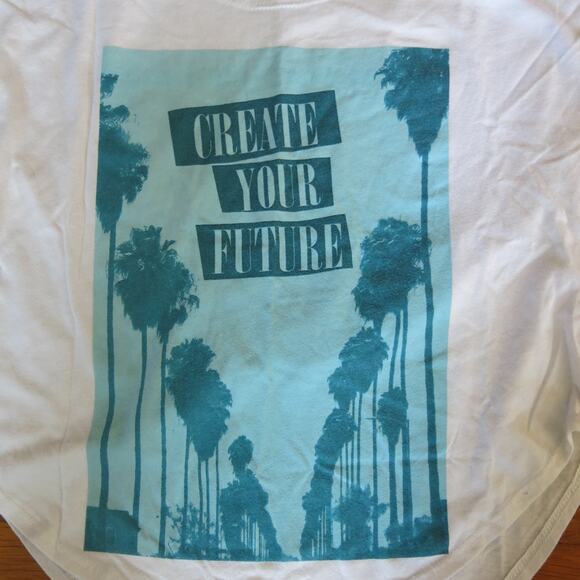 RECYCLED KARMA Short/Crop Top Size XS "Create Your Future" Inspirational White - Picture 2 of 3